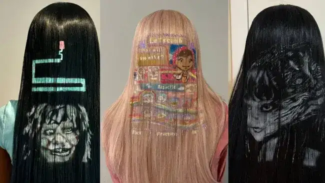 האמנית הזו "מפיחה חיים בשיער" על ידי ציור סצנות ממשחקי וידאו על גב פאות